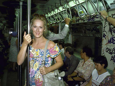 Мэрил Стрип в нью-йоркском метро, начало 1990-х