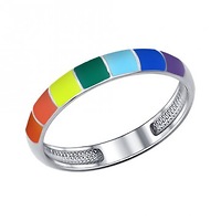 Кольцо из серебра с эмалью цвета радуги