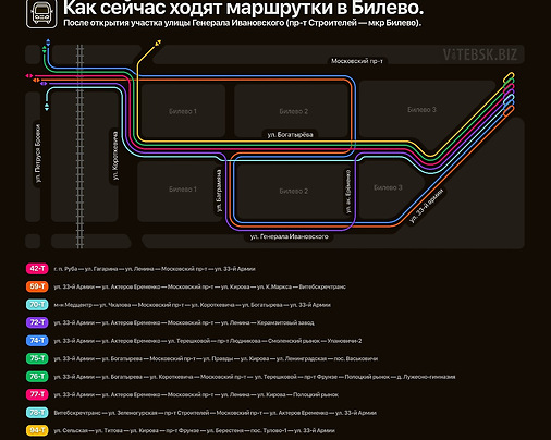 Новая схема движения маршруток по микрорайону Билево