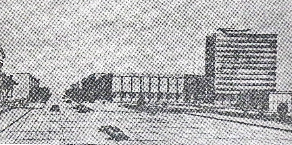 Первый проект гостиницы на Театральной площади. Витебский рабочий, 18 марта 1962 года
